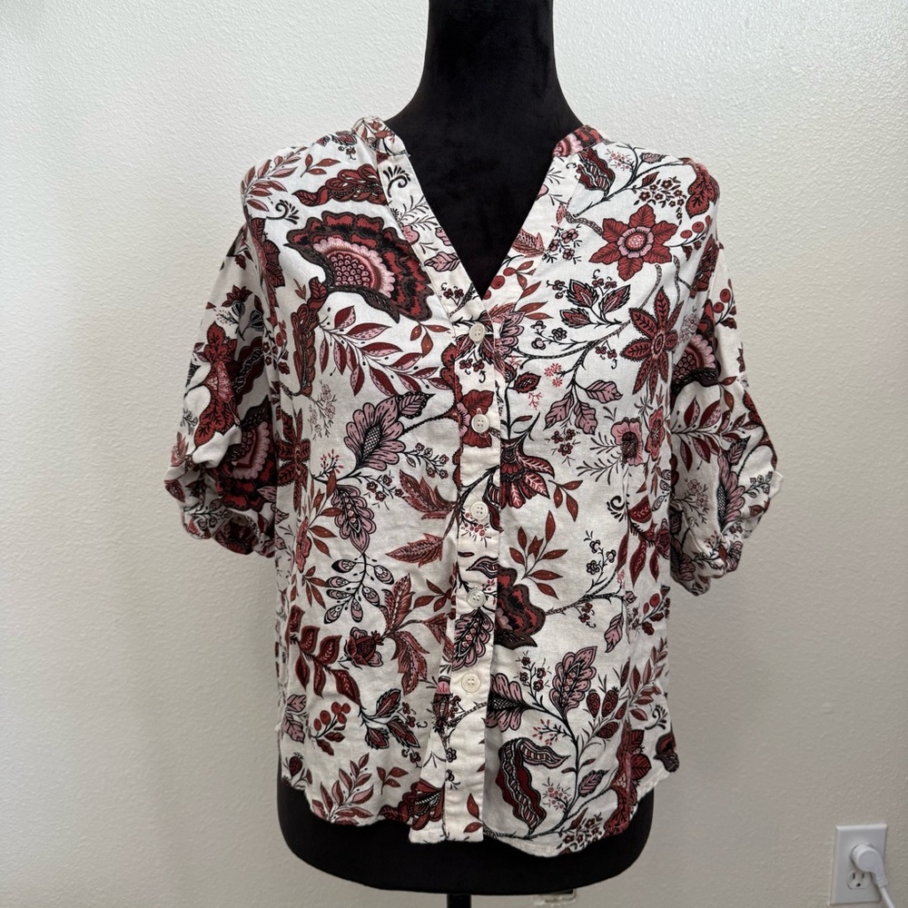 JOIE Boho Bubbled Sleeves Button Down Blouse (A1) - Picture 1 of 6